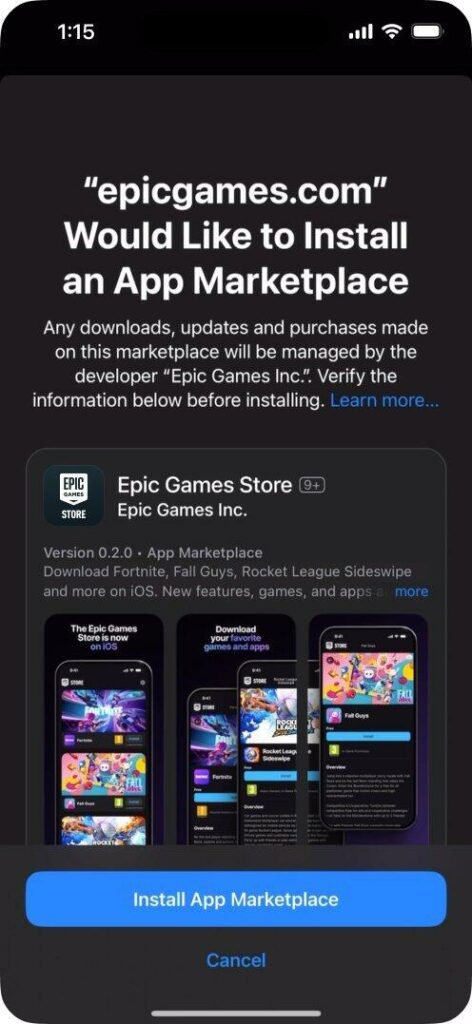 epic game store iphone